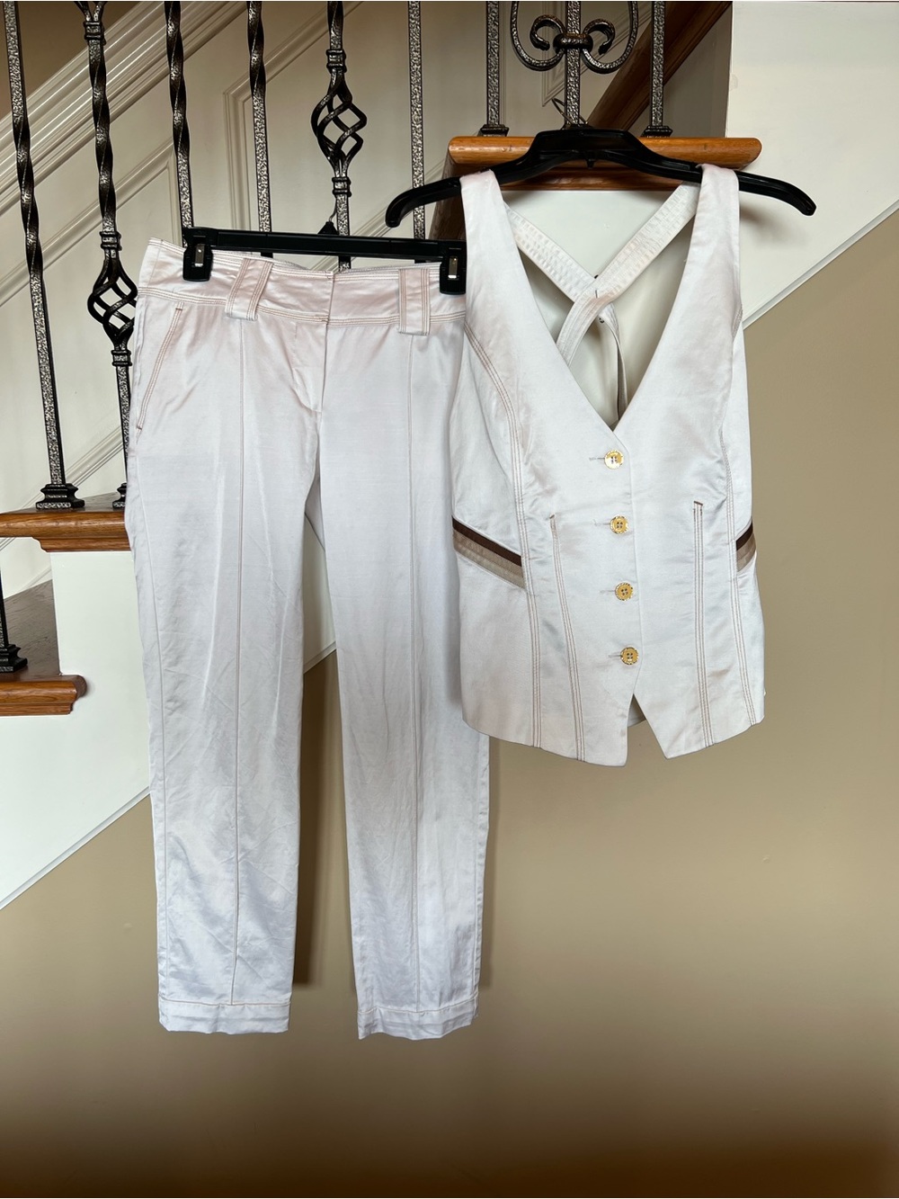 Bebe Classic Women's White Vest size L & Pants size 2 Set